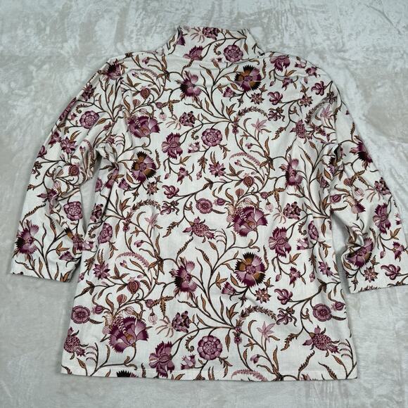 Spartina 449 Floral Stefanie Turtleneck Harbor River Shirt Top Plus Size XXL - Picture 5 of 8